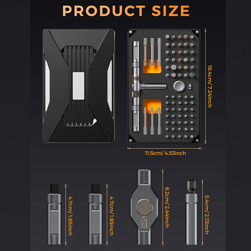 74 in1 Ratchet Screwdriver Set Detachable Ratchet T Handle Portable Repair Tool Kit for Furniture Computer Bicycle Eyeglass DIY
