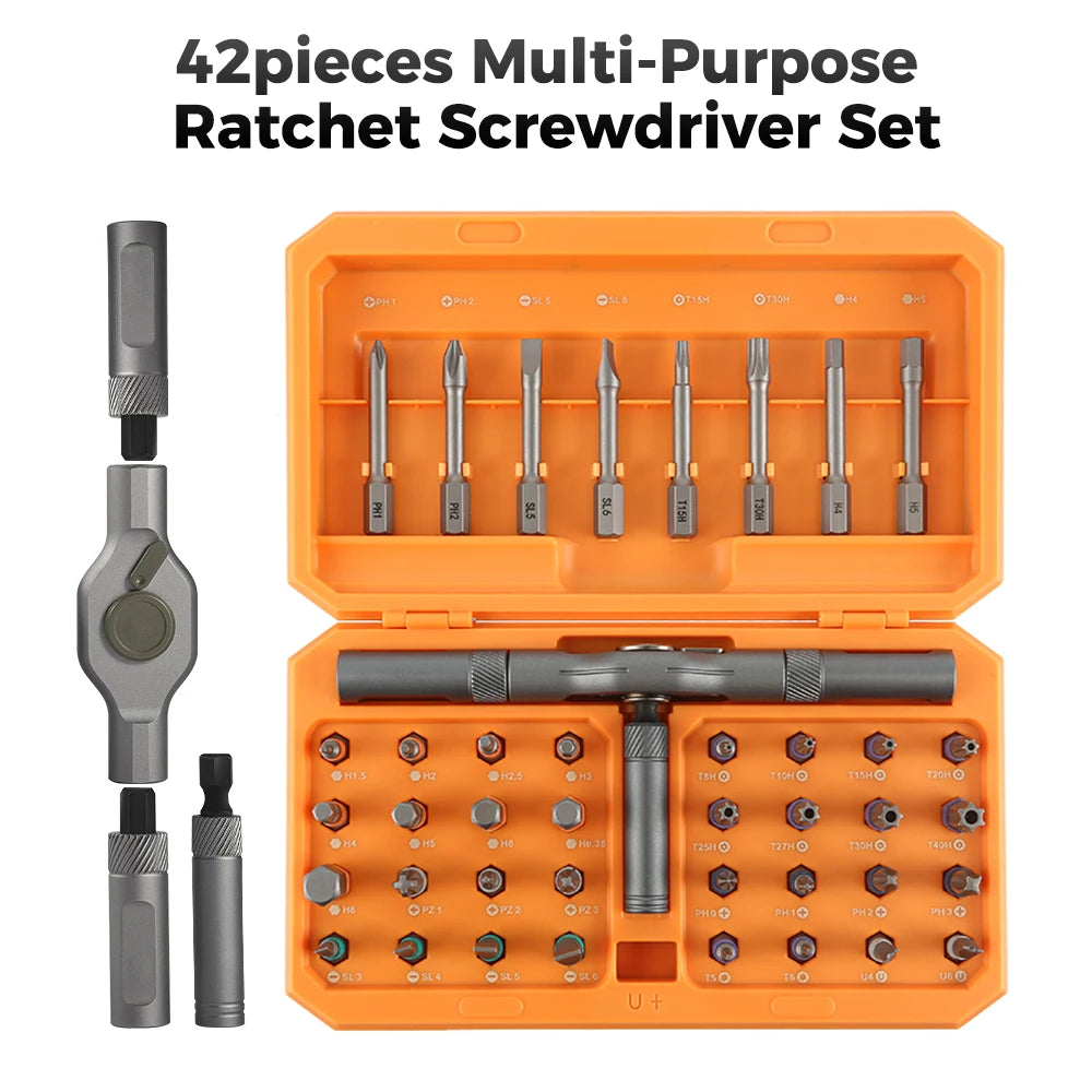 74 in1 Ratchet Screwdriver Set Detachable Ratchet T Handle Portable Repair Tool Kit for Furniture Computer Bicycle Eyeglass DIY