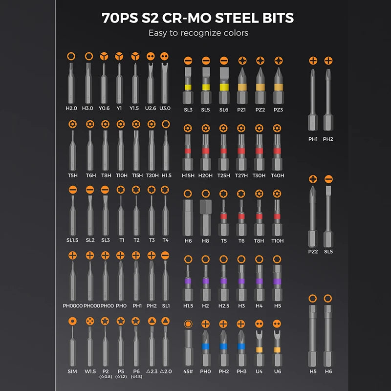 74 in1 Ratchet Screwdriver Set Detachable Ratchet T Handle Portable Repair Tool Kit for Furniture Computer Bicycle Eyeglass DIY