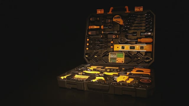 DEKO 228Pcs Socket Wrench Auto Repair Tool Combination Package Mixed Tool Set Hand Tool Kit with Plastic Toolbox Storage Case